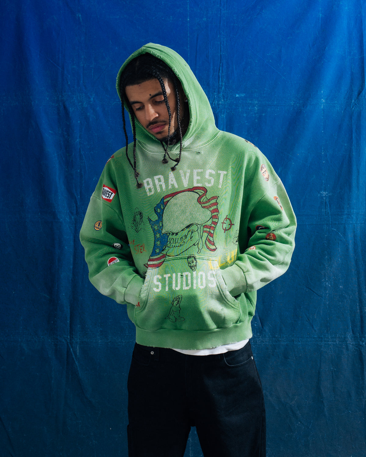 Green Army Pinned Hoodie
