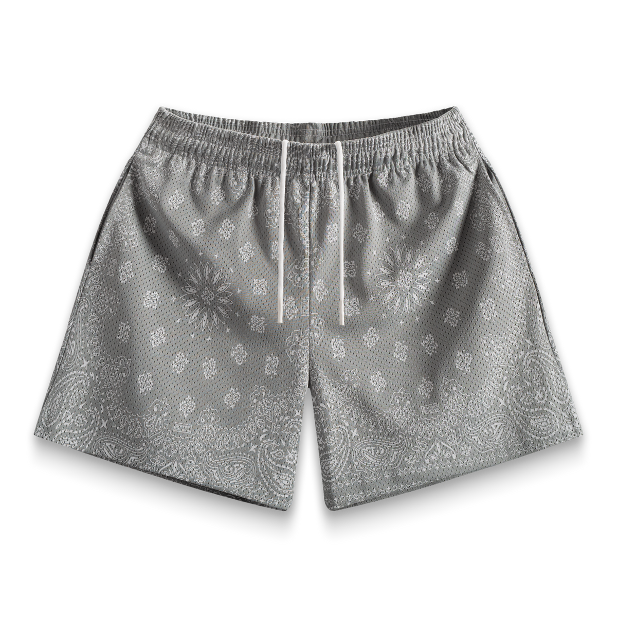Screen Printed Grey Paisley Shorts