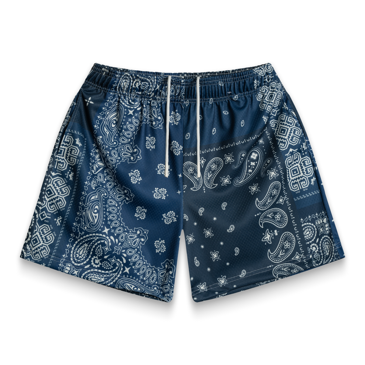 Navy Patchwork Paisley Shorts