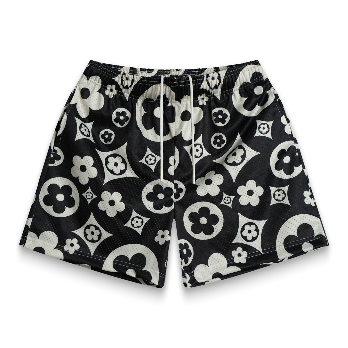 Flower Shorts Black Cream
