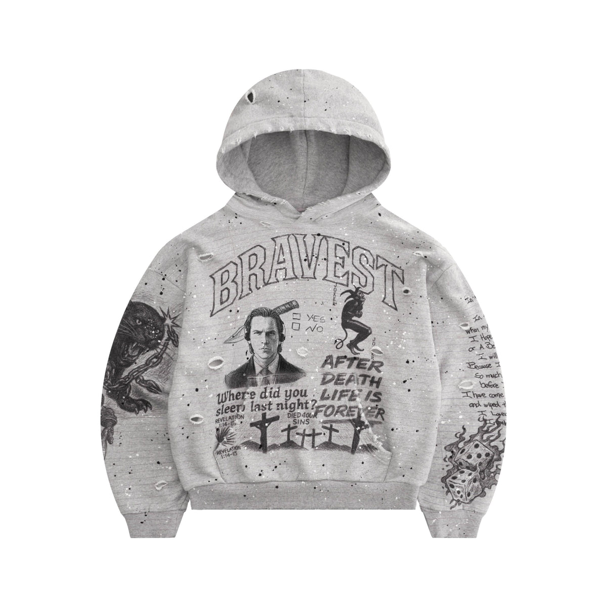 Grey Sketch Vintage Hoodie