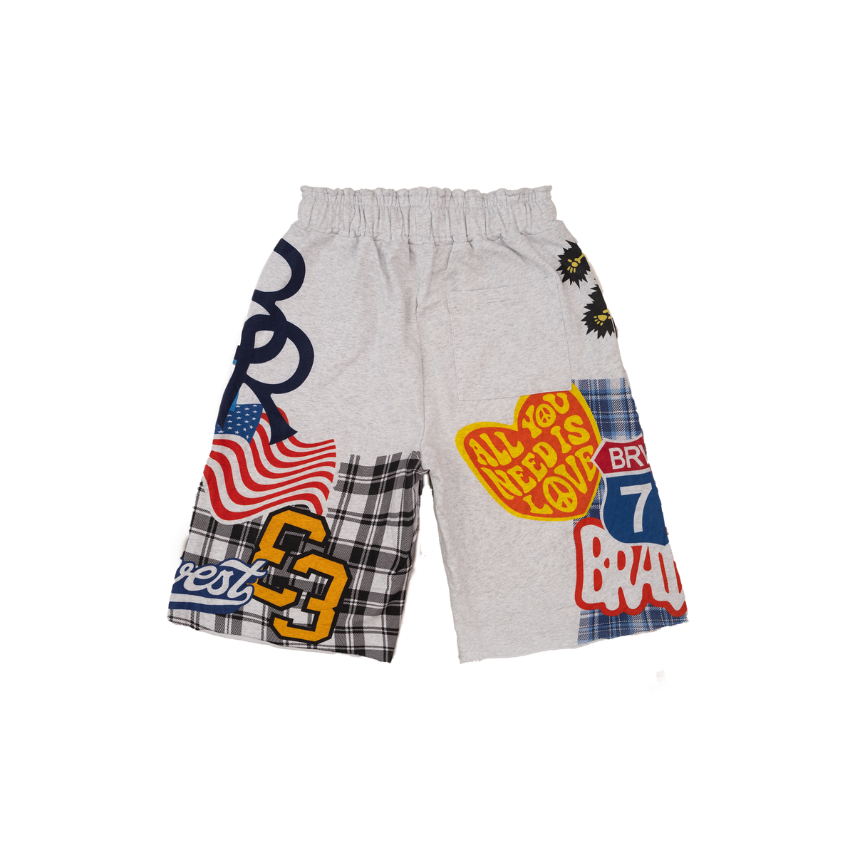 Grey Patchwork Baggy Sweatshorts