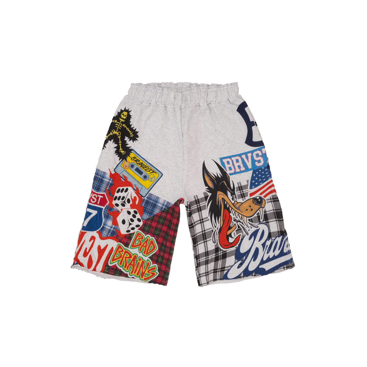 Grey Patchwork Baggy Sweatshorts