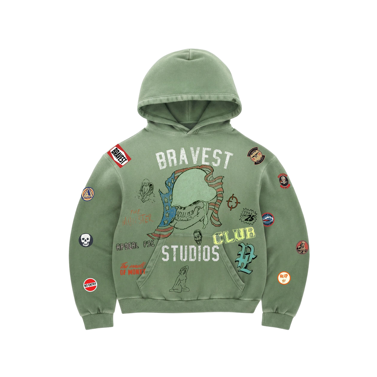 Green Army Pinned Hoodie