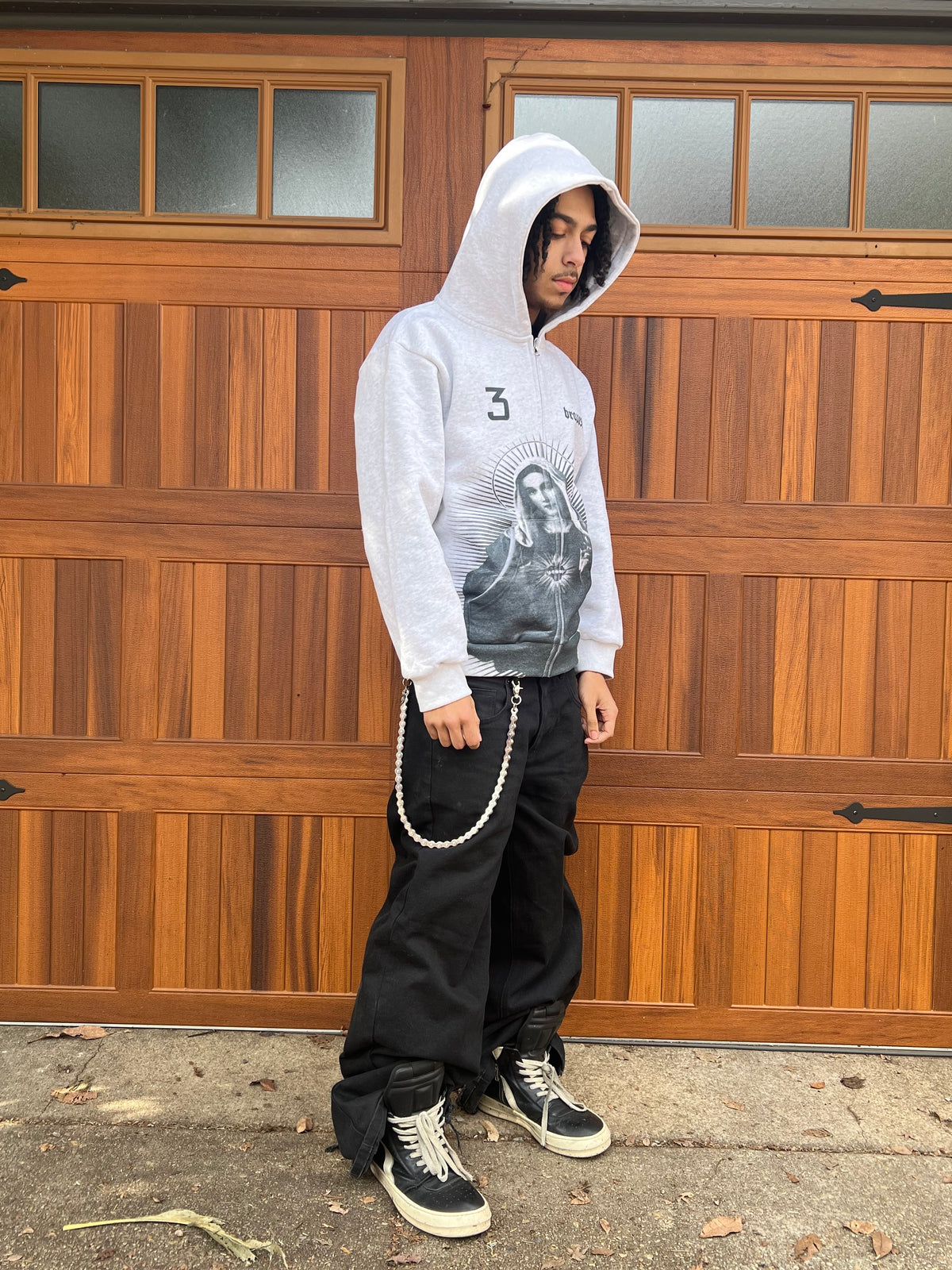 Grey Mary Zip Up Hoodie