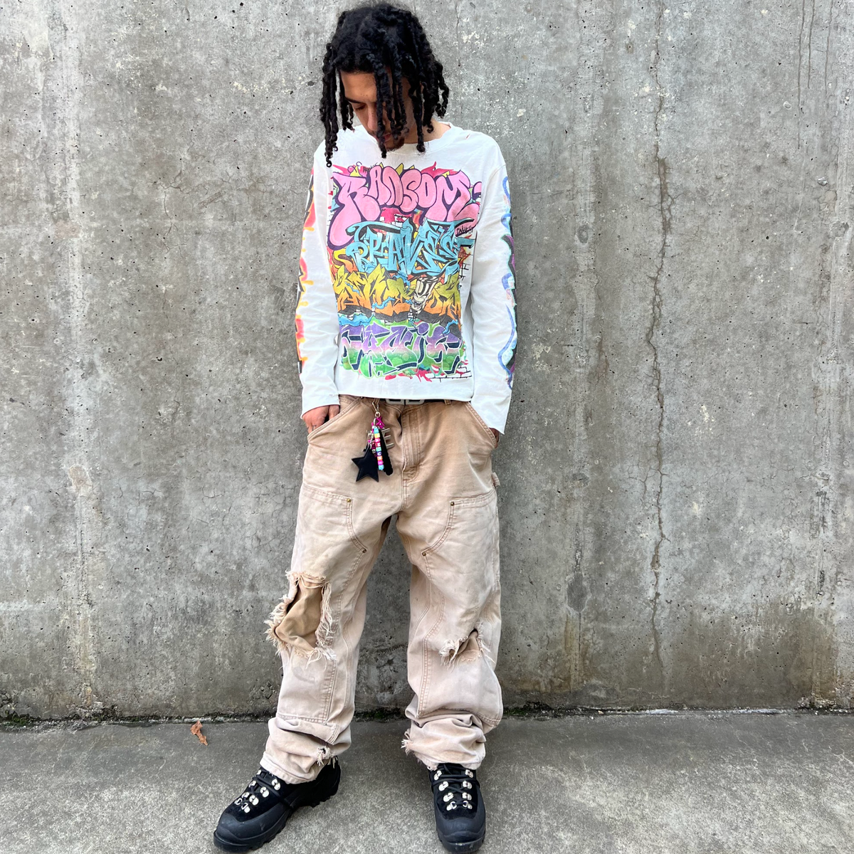 White Graf Long Sleeve Tee – Bravest Studios White Graf Long Sleeve Tee – Bravest Studios