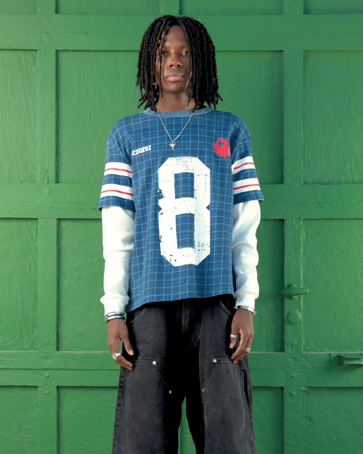 Blue Plaid Thermal Tee