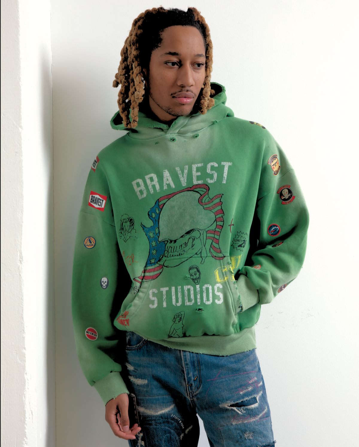 Green Army Pinned Hoodie
