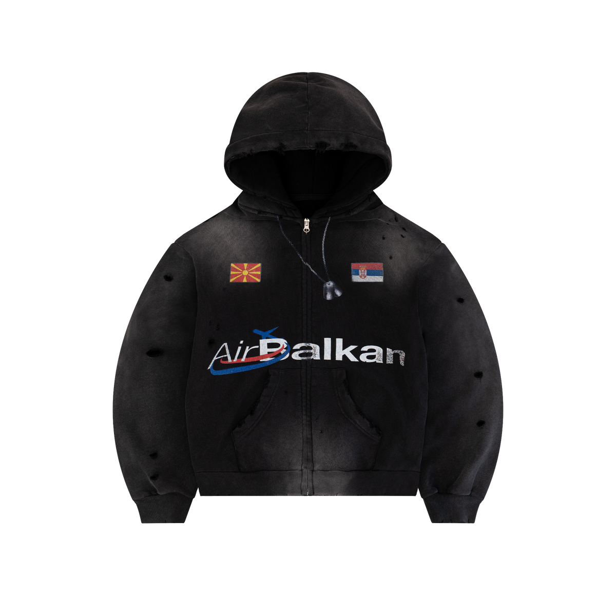 Balkan Zip Hoodie Vintage Black