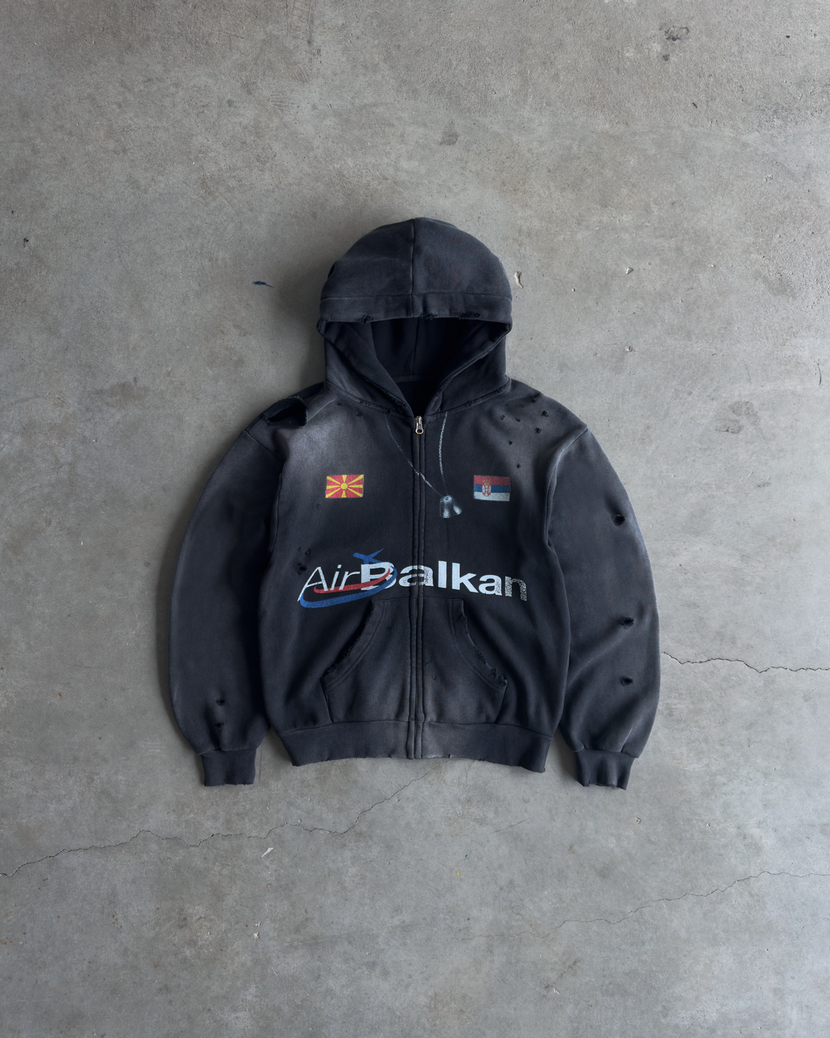 Balkan Zip Hoodie Vintage Black