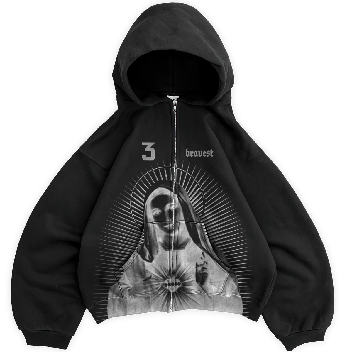 Black Mary Zip Up Hoodie