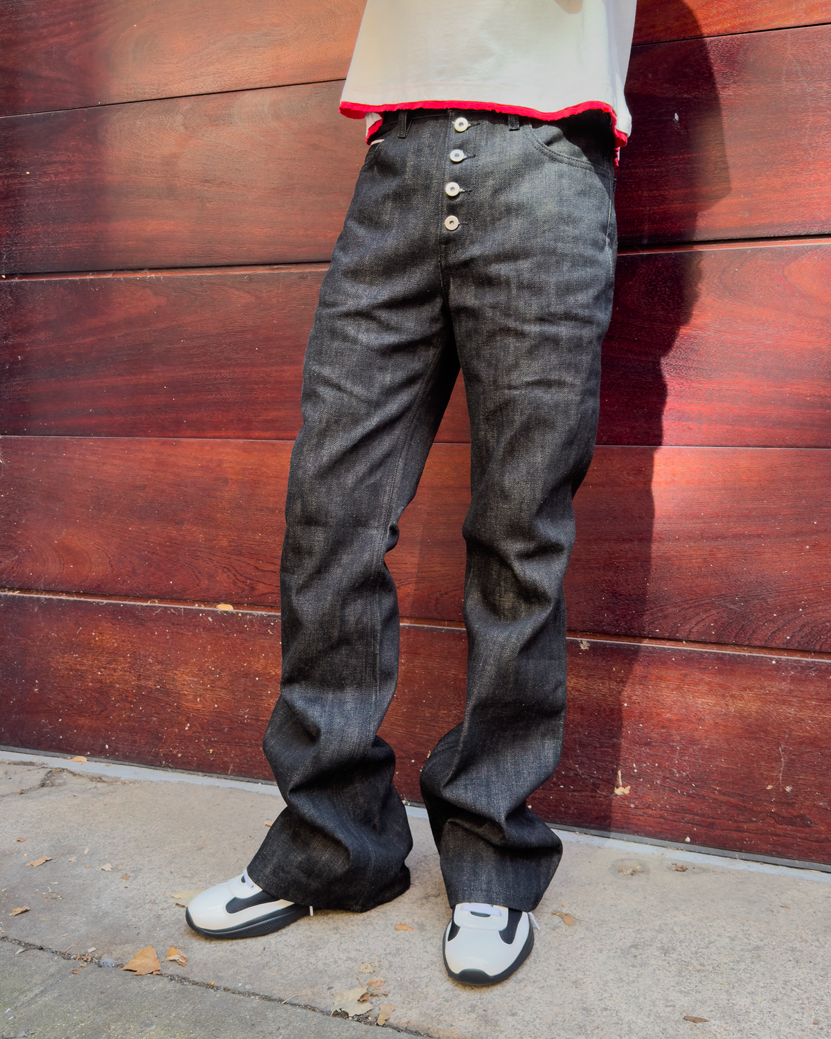 Black Raw Flare Denim