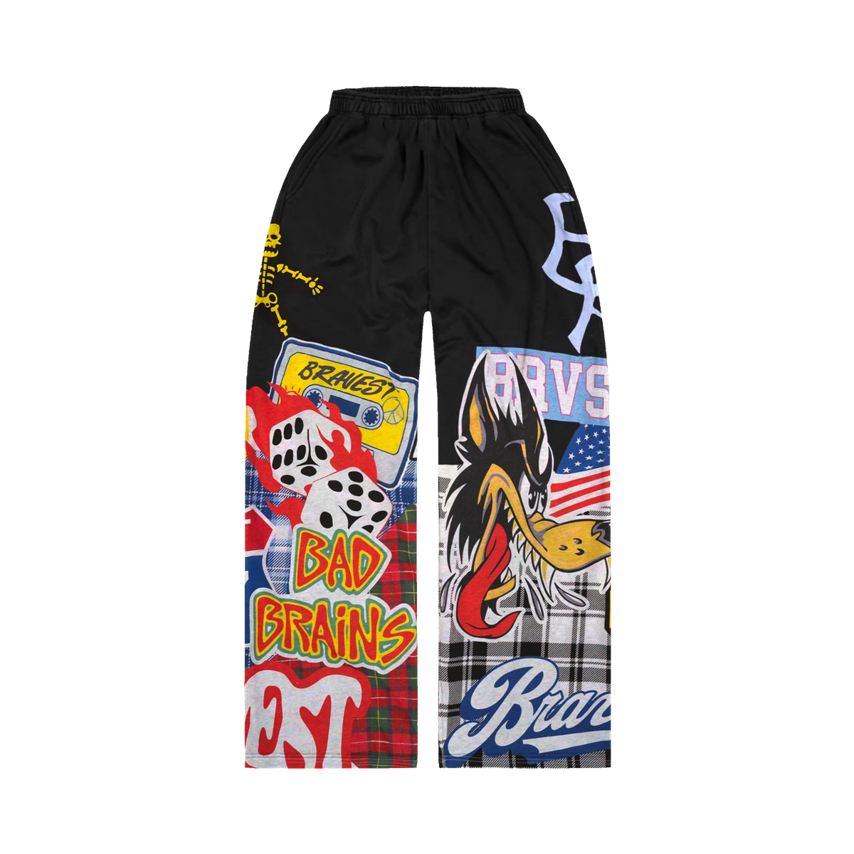 Black Patchwork Baggy Sweatpants
