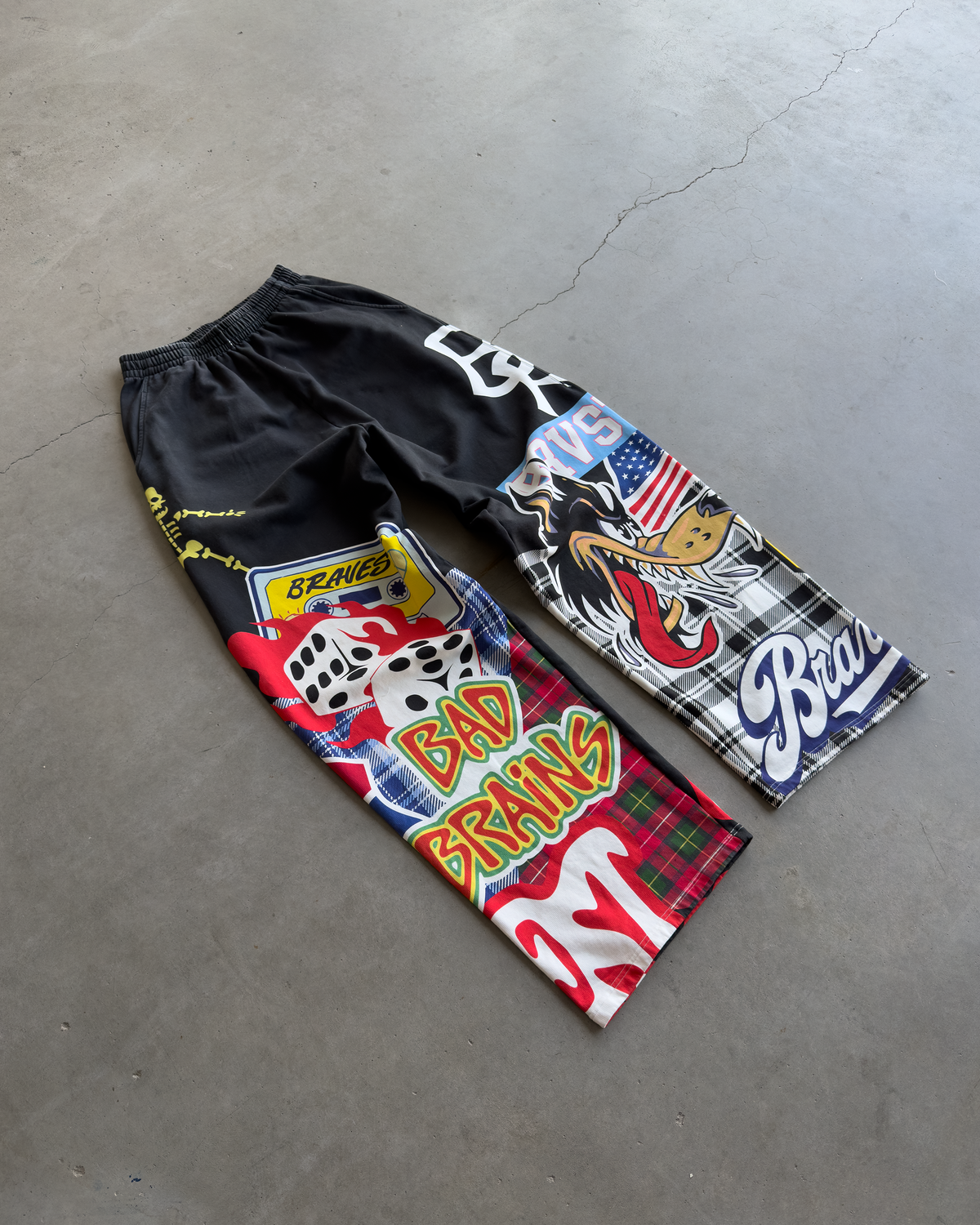 Black Patchwork Baggy Sweatpants