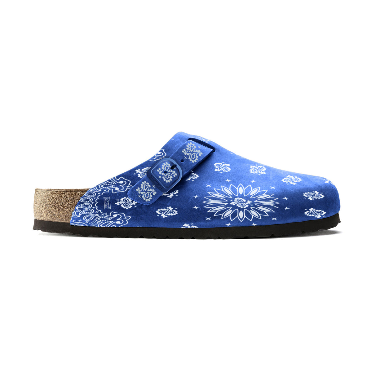 Royal Blue Suede Paisley Clogs