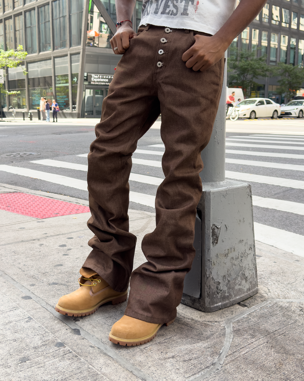 Brown Raw Flare Denim