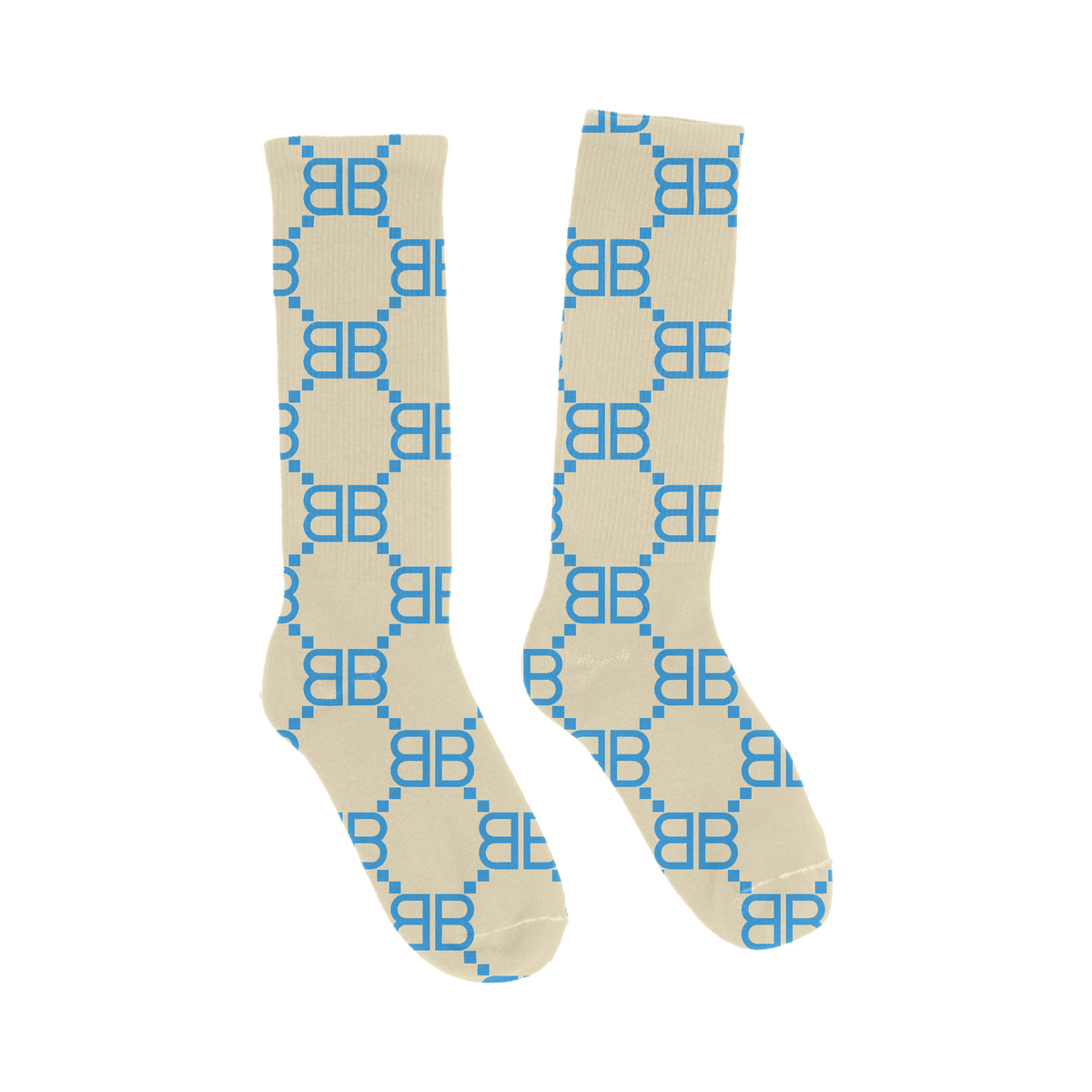 Cream and Teal Matrix Socks