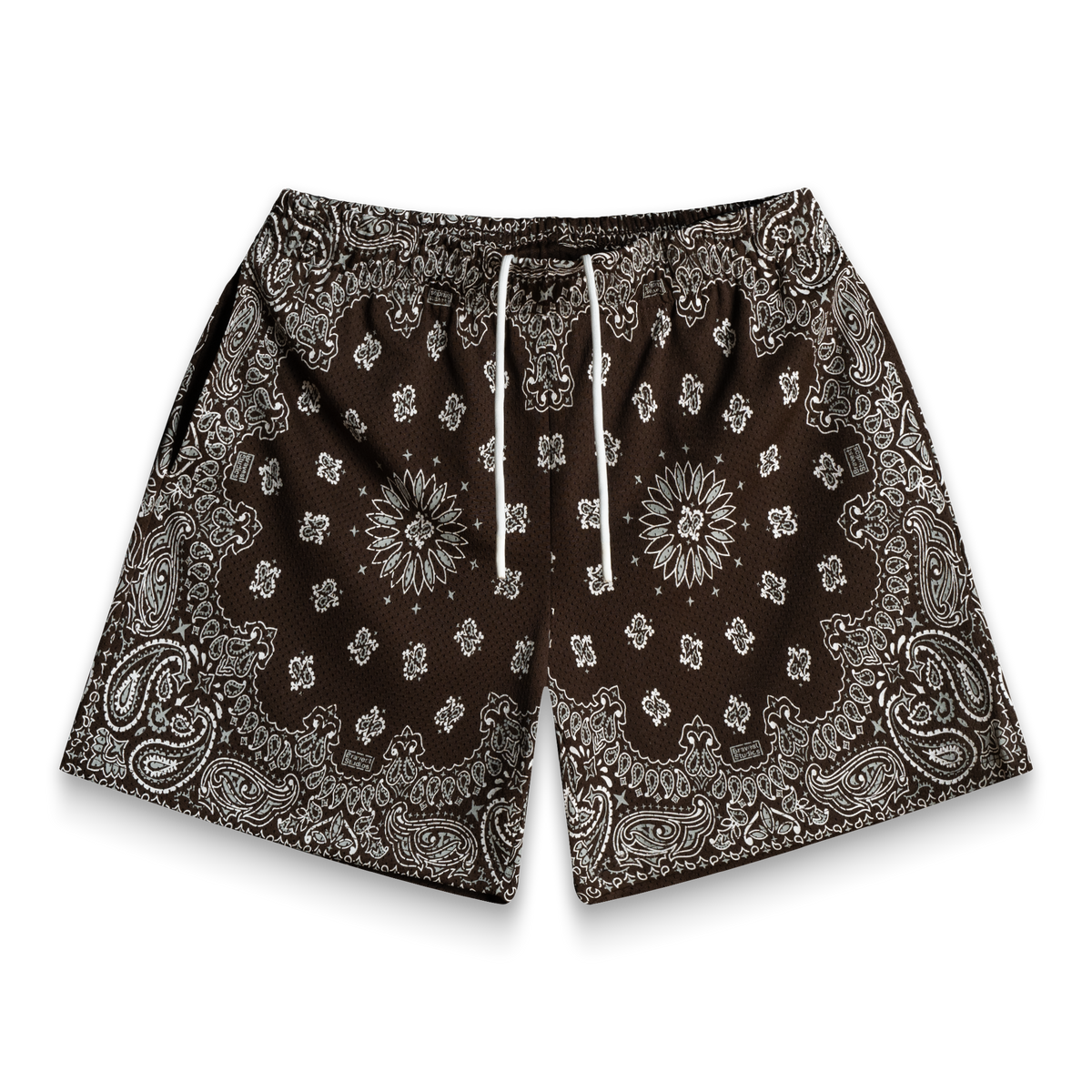 Screenprinted Paisley Two-Tone Brown Shorts