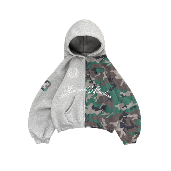 Half Camo Zip Hoodie – Bravest Studios