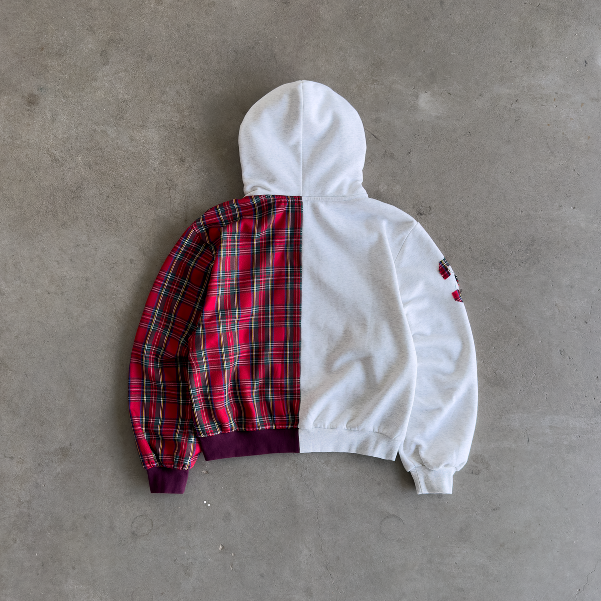 Half Plaid Zip Hoodie