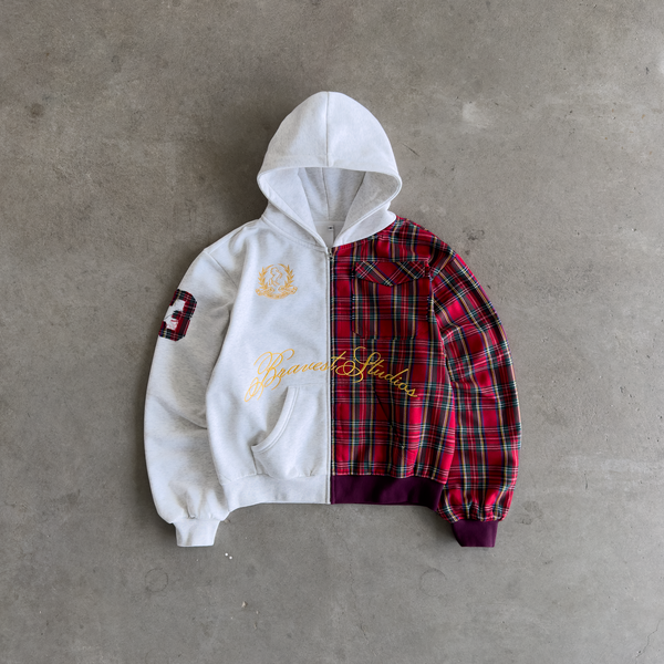 Half Plaid Zip Hoodie – Bravest Studios