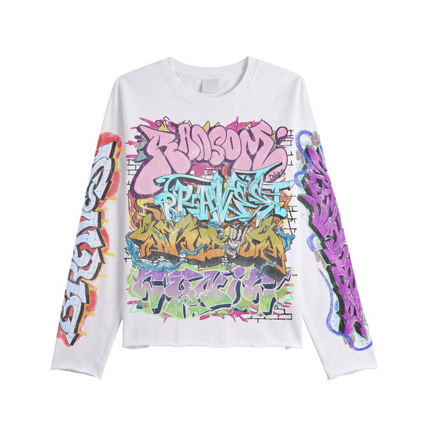 White Graf Long Sleeve Tee – Bravest Studios