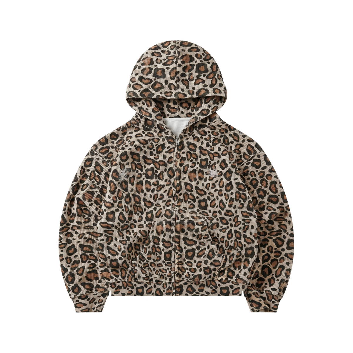 Orange Leopard Thermal Zip Hoodie