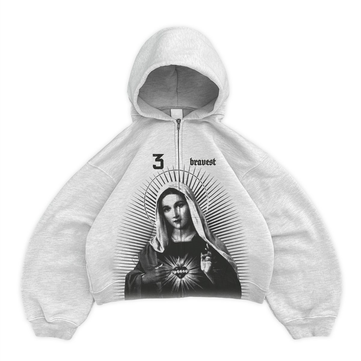 Grey Mary Zip Up Hoodie