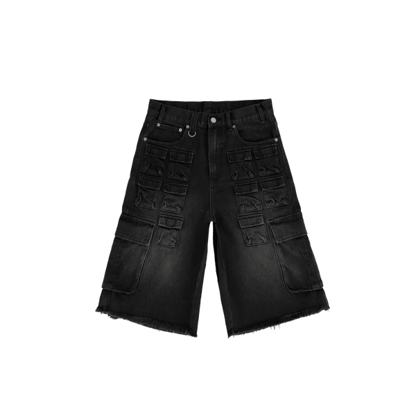 Black Multi Pocket Baggy Cargo Shorts – Bravest Studios