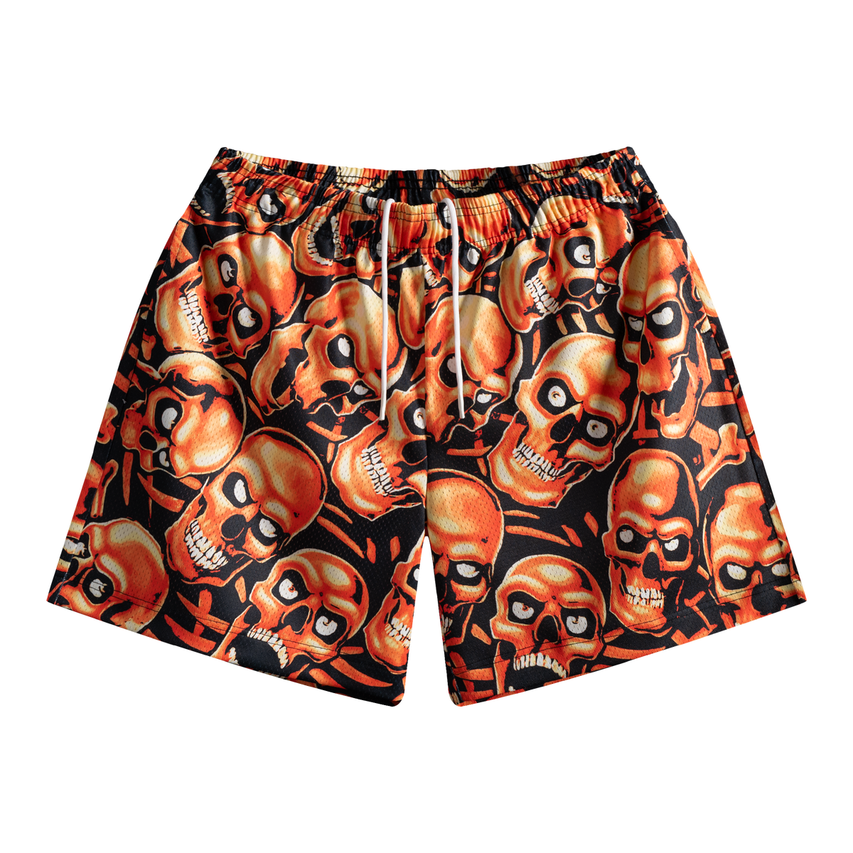 Baggy Orange Skull Shorts