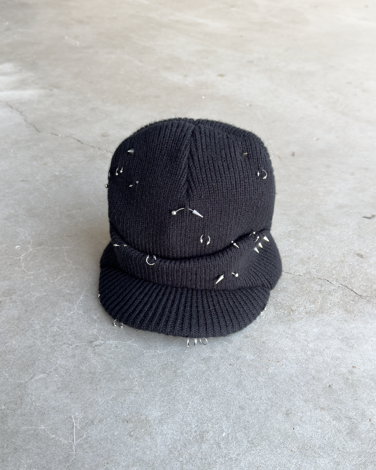 Pierced Short-Brim Beanie