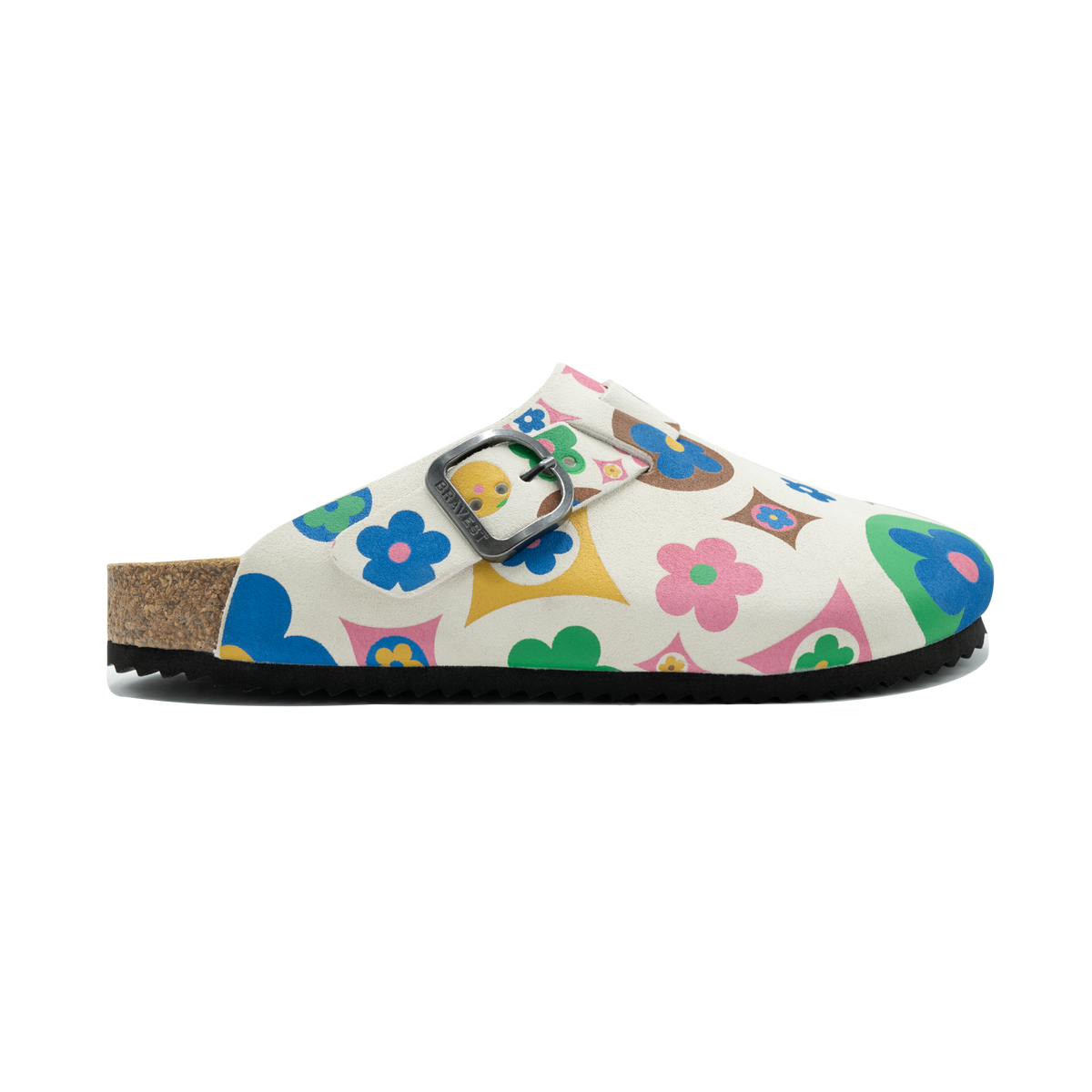 Multicolor Flower Suede Clogs