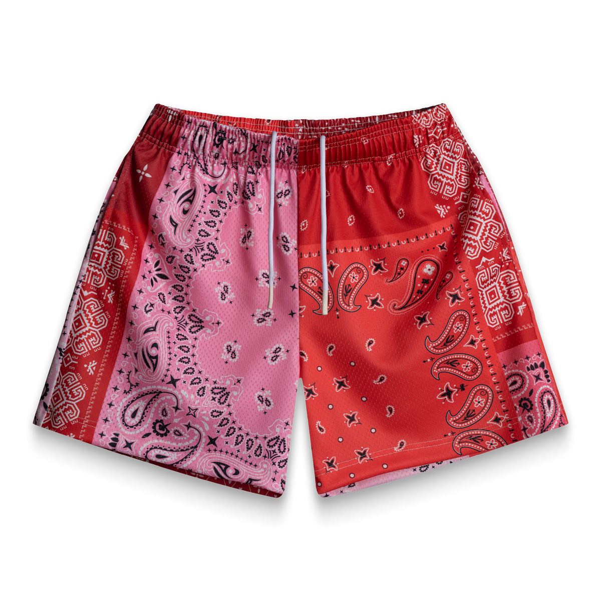 Red Patchwork Paisley Shorts