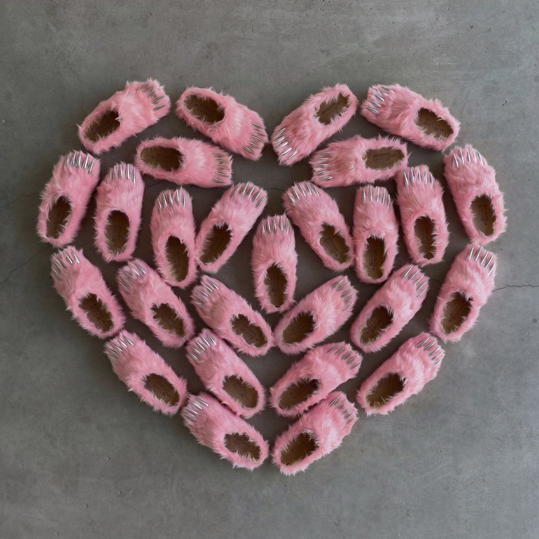 Pink Bear Claw Mules