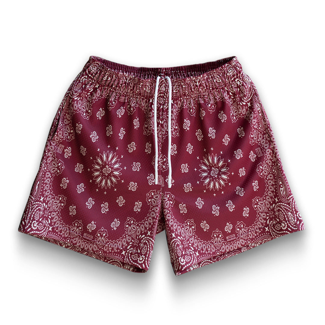 Burgundy Paisley Shorts
