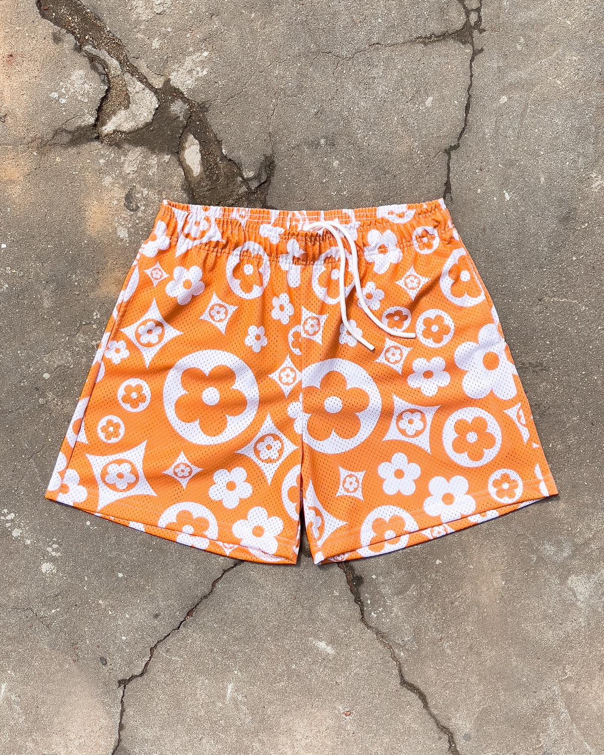 Orange Flower Shorts