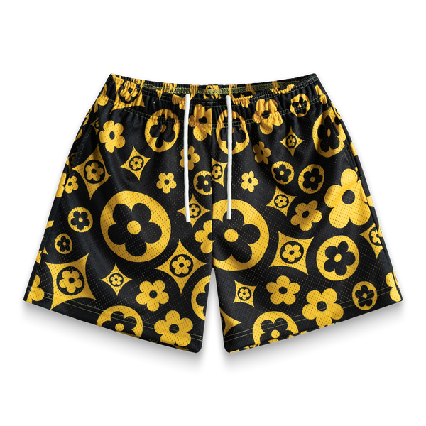 Black+Yellow Flower Shorts – Bravest Studios