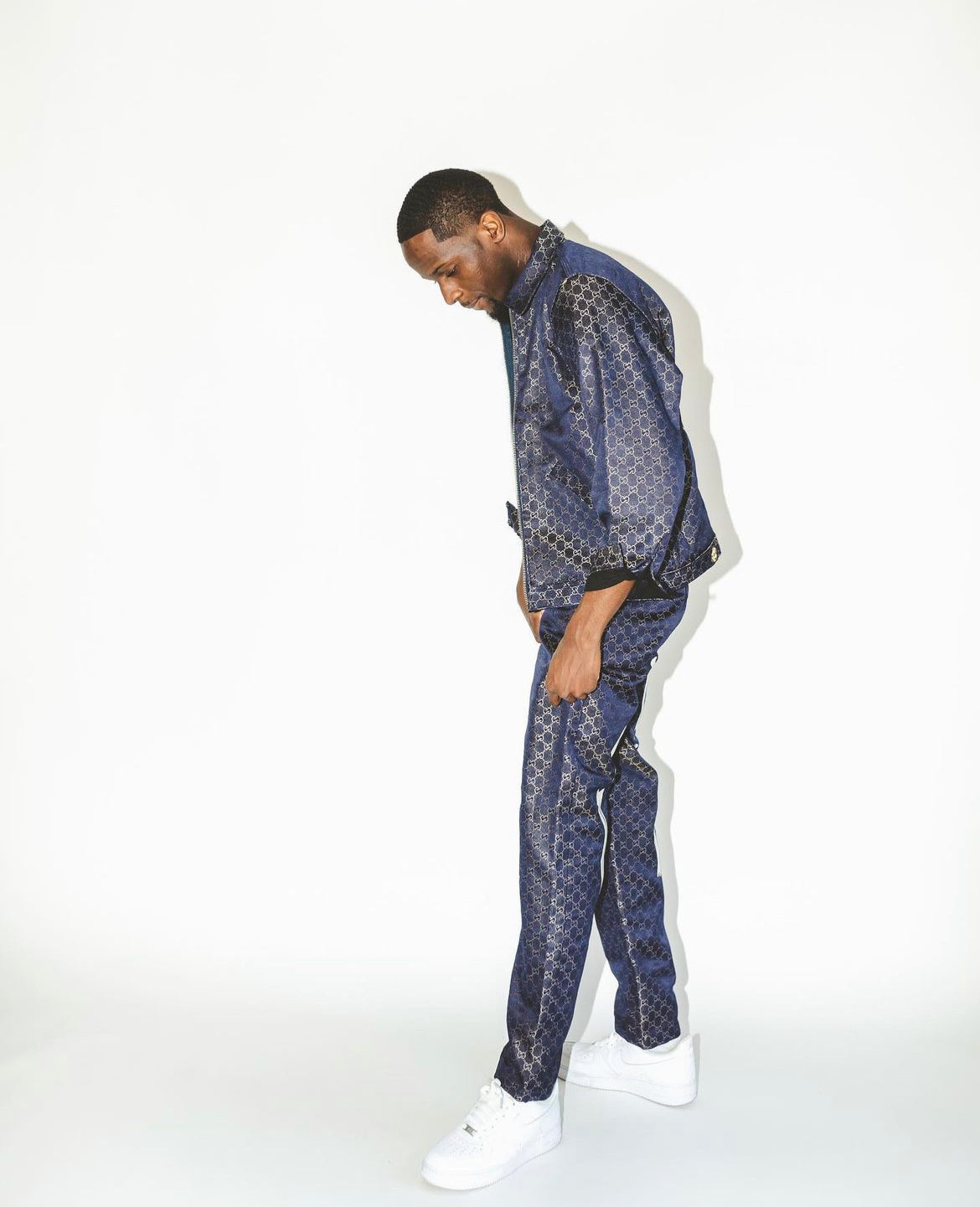 Jacquard Bones Pants Navy